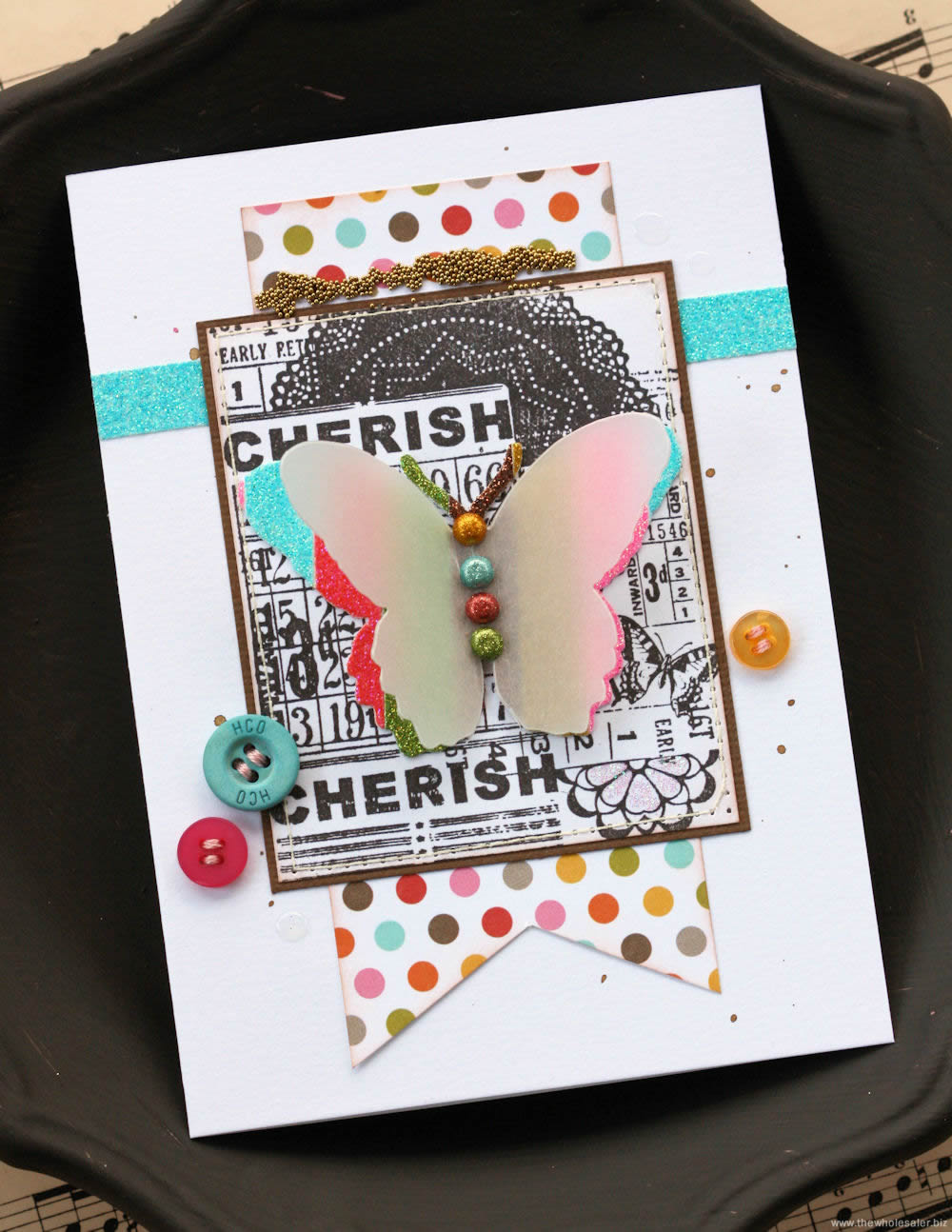 Glitter Tape Cherish Butterfly Card